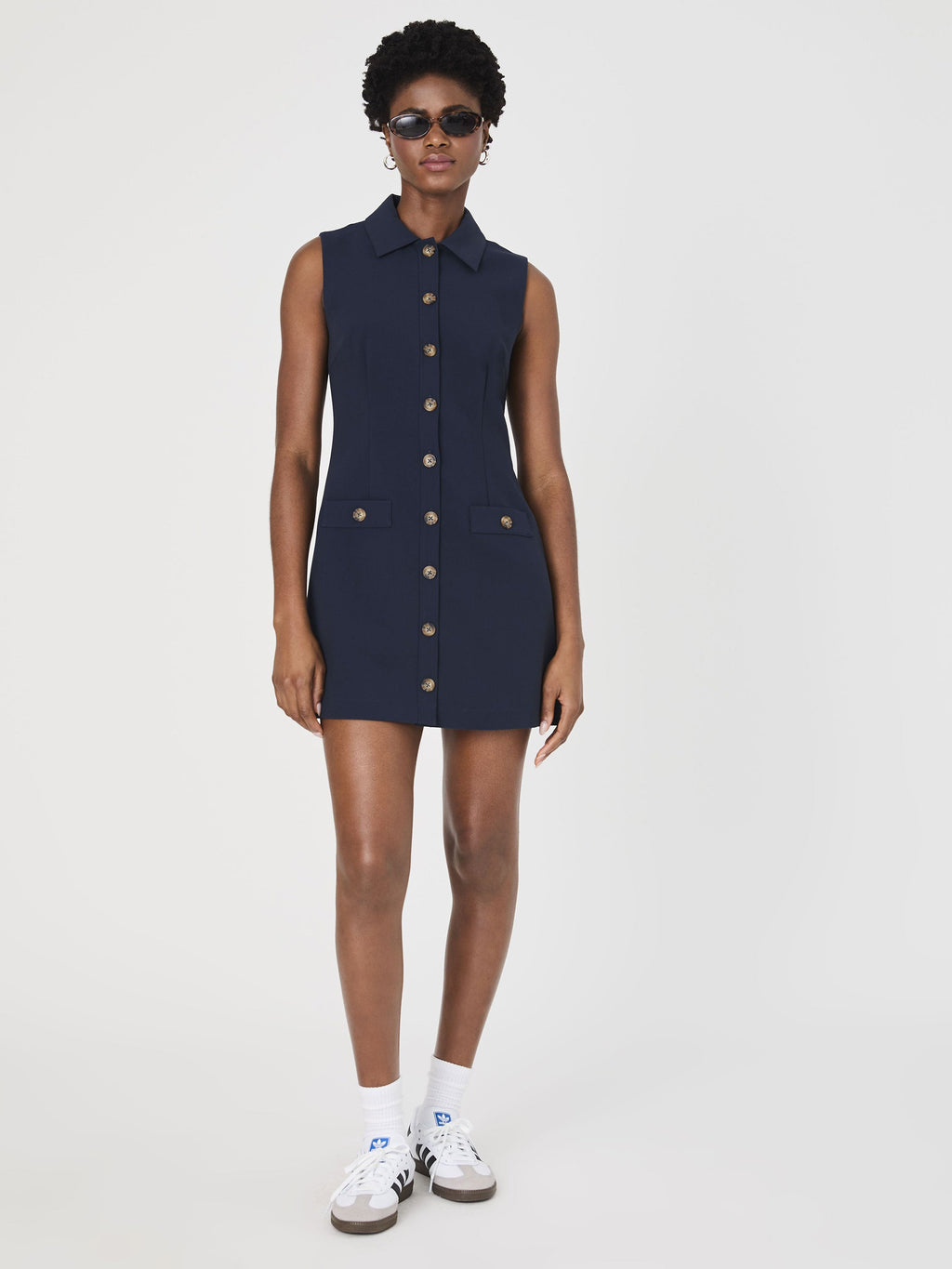 Azra Twill Sleeveless Button Down Dress