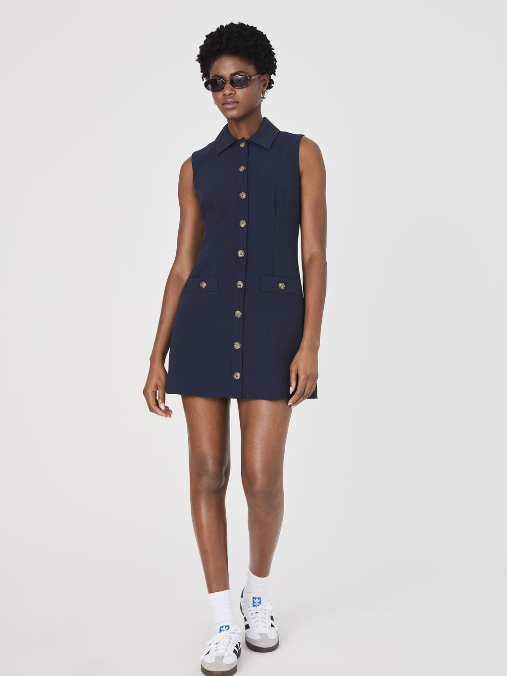 Azra Twill Sleeveless Button Down Dress