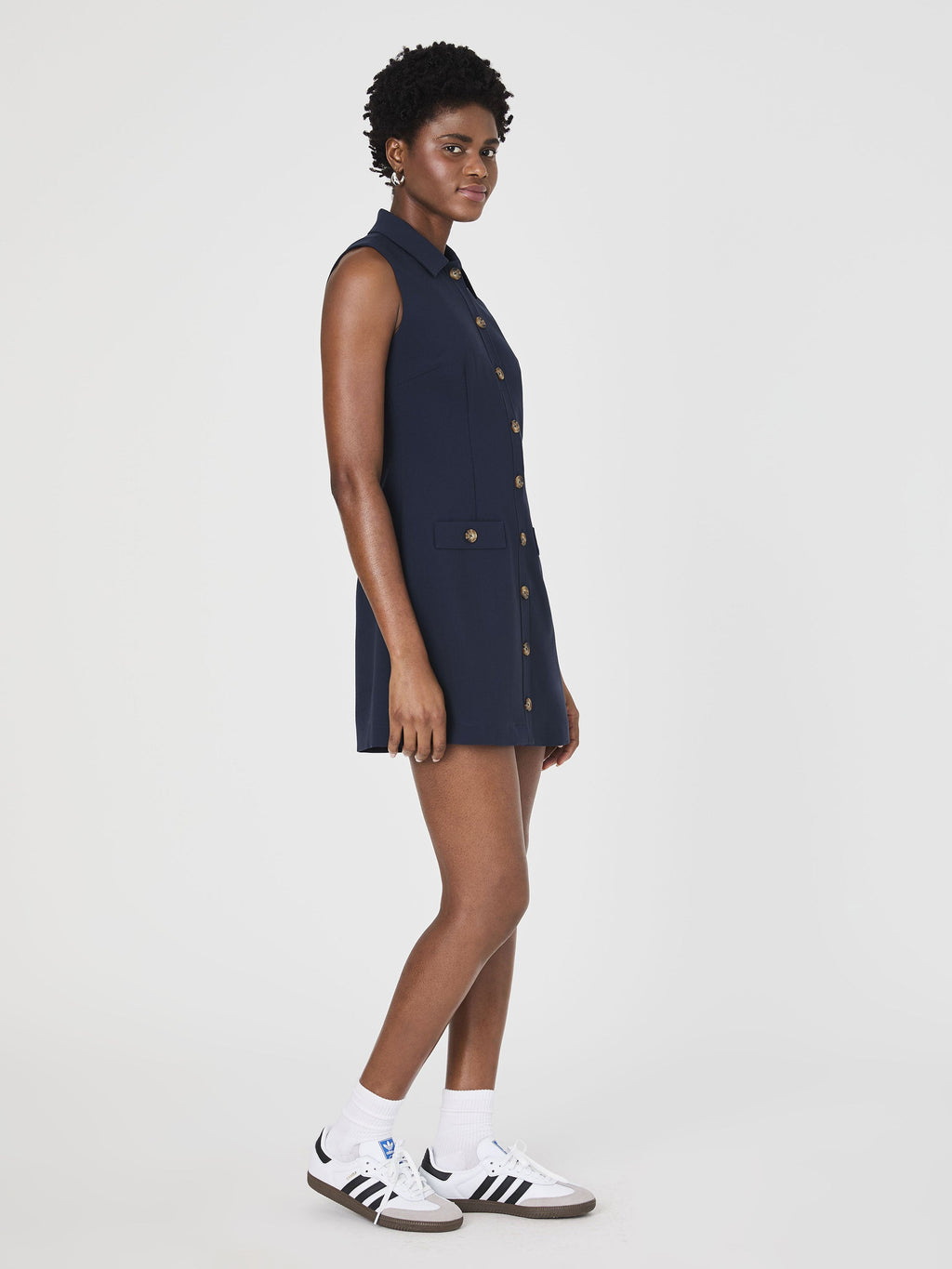 Azra Twill Sleeveless Button Down Dress