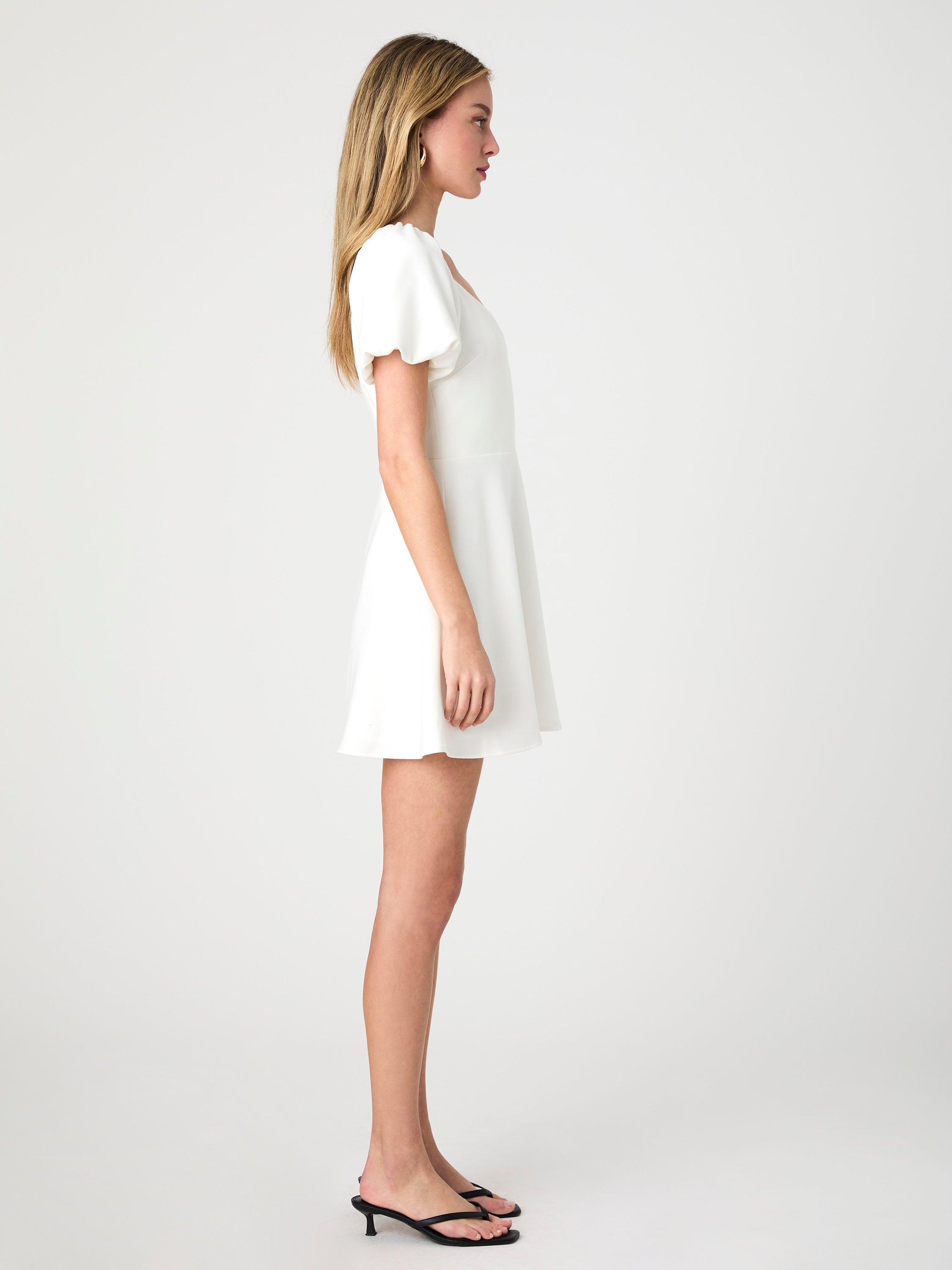 Whisper Puff Sleeve Overlap Mini Dress