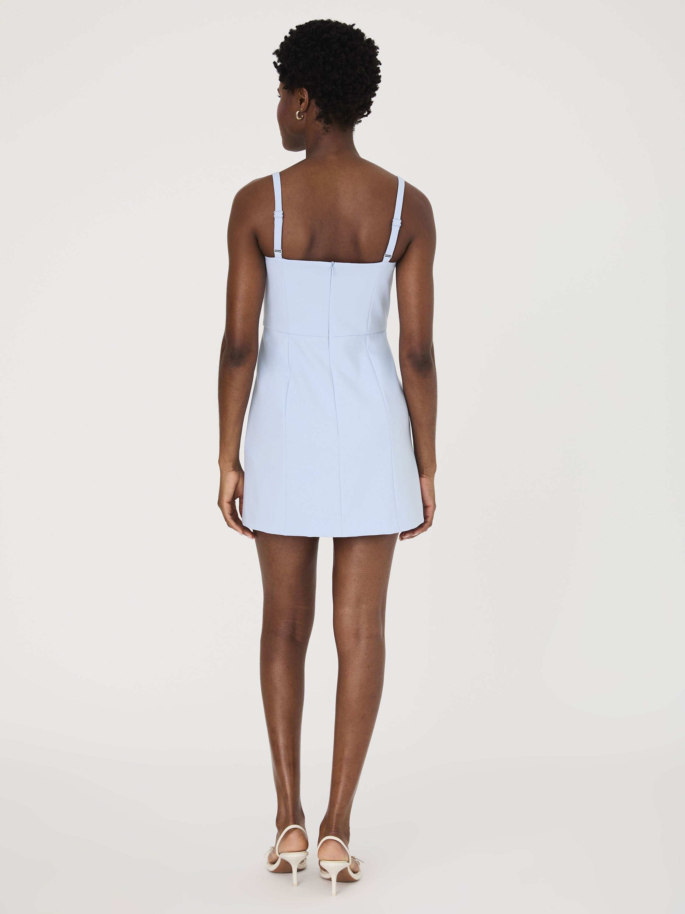 Whisper Bow Slit Strappy Mini Dress