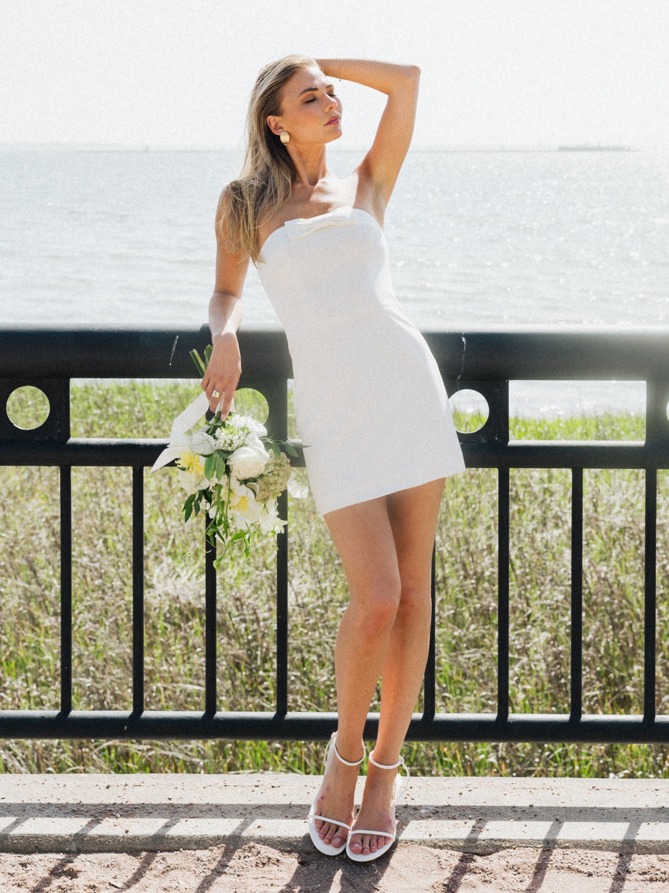 Whisper Strapless Bow Mini Dress