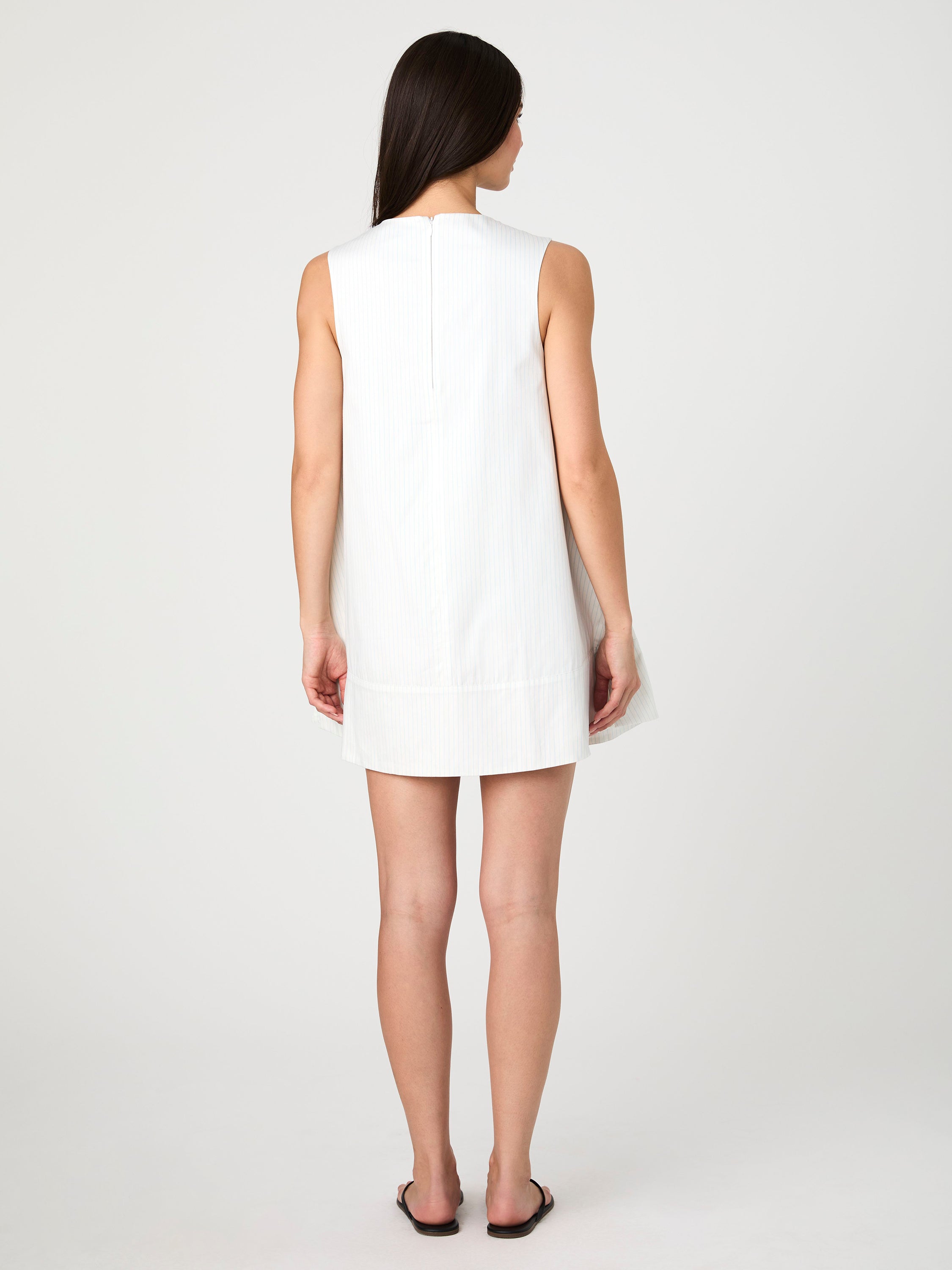 Pinstripe Sleeveless Shift Dress