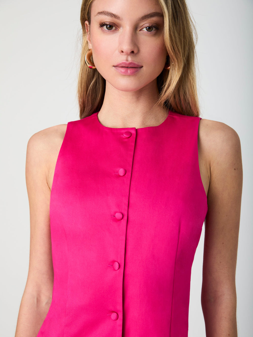 Cotton Sateen Round Neck Mini Dress